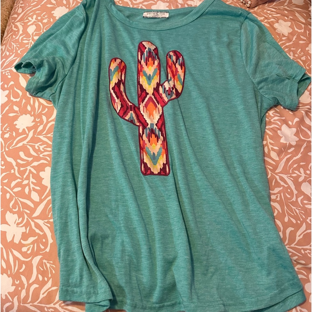 Teal cactus shirt